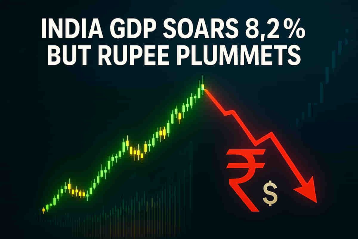 ਭਾਰਤ ਦੀ ਆਰਥਿਕਤਾ 8.2% ਵਧੀ, ਪਰ ਰੁਪਇਆ ₹90/$ 'ਤੇ ਡਿੱਗਿਆ! ਨਿਵੇਸ਼ਕਾਂ ਦੀ ਹੈਰਾਨ ਕਰਨ ਵਾਲੀ ਦੁਬਿਧਾ ਨੂੰ ਸਮਝਦੇ ਹਾਂ।