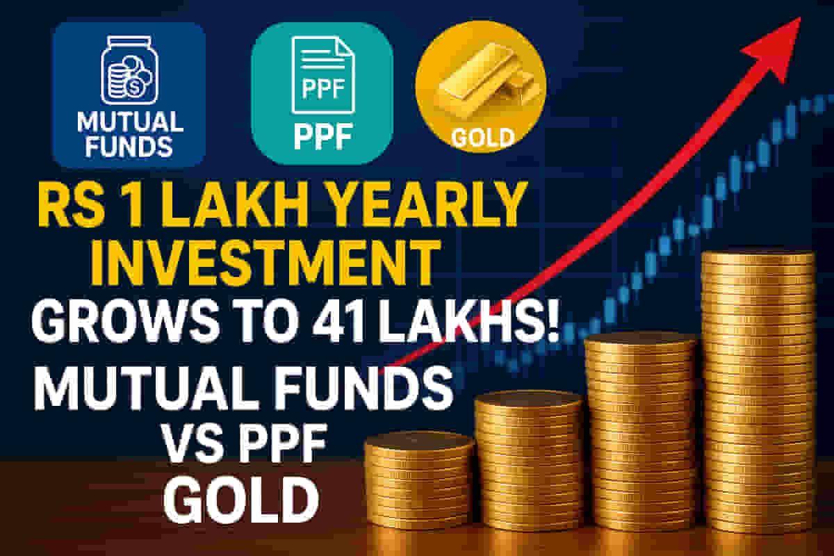 ₹41 લાખ સુધી અનલોક કરો! 15 વર્ષ માટે દર વર્ષે ₹1 લાખનું રોકાણ – મ્યુચ્યુઅલ ફંડ્સ, PPF, કે સોનું? જુઓ કોણ જીતે છે!