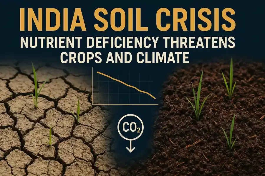ਭਾਰਤੀ ਮਿੱਟੀ ਵਿੱਚ ਜ਼ਰੂਰੀ ਪੋਸ਼ਕ ਤੱਤਾਂ ਦੀ ਘਾਟ, ਖੇਤੀਬਾੜੀ ਅਤੇ ਜਲਵਾਯੂ ਟੀਚਿਆਂ ਲਈ ਖ਼ਤਰਾ