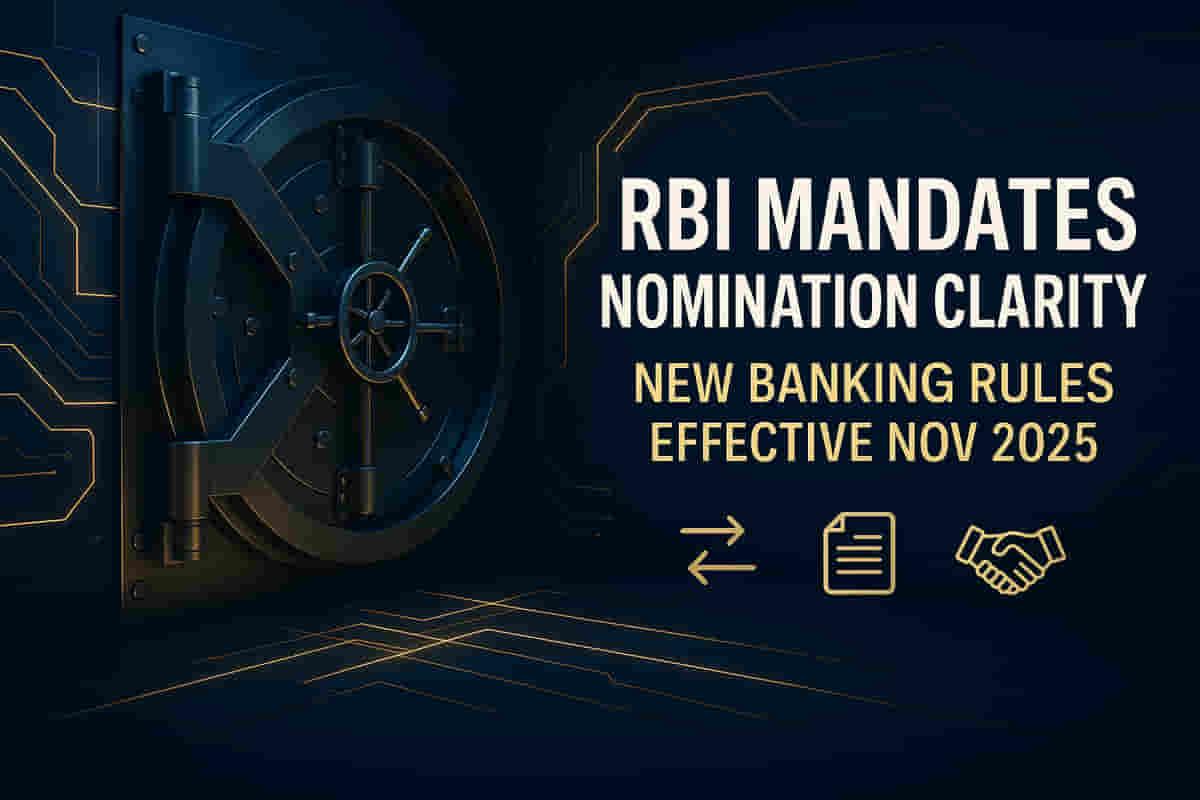 RBI ਨੇ ਬੈਂਕਾਂ ਨੂੰ ਨਵੰਬਰ 2025 ਤੋਂ ਗਾਹਕਾਂ ਨੂੰ ਨਾਮਜ਼ਦਗੀ ਸਹੂਲਤ ਬਾਰੇ ਸੂਚਿਤ ਕਰਨ ਦਾ ਆਦੇਸ਼ ਦਿੱਤਾ