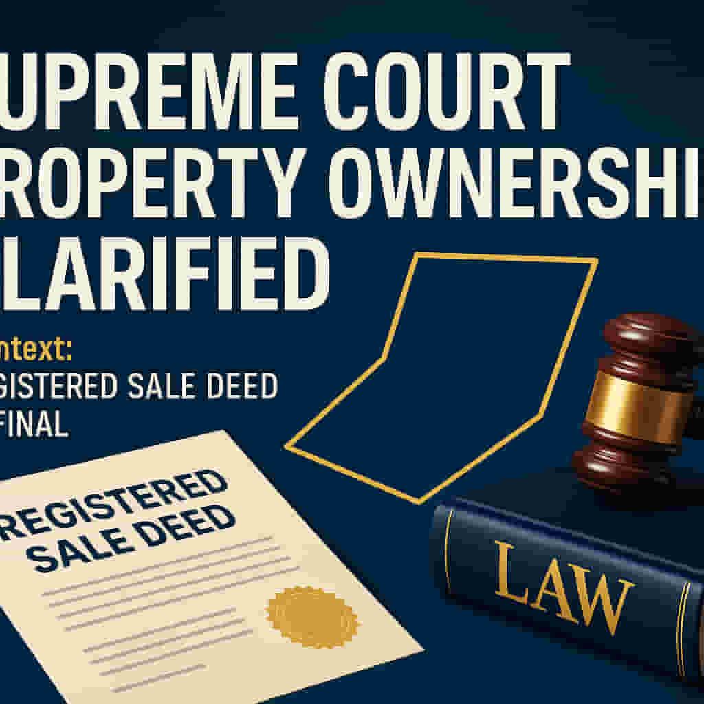 ਸੁਪ੍ਰੀਮ ਕੋਰਟ ਦਾ ਫੈਸਲਾ: ਜਾਇਦਾਦ ਦੀ ਮਾਲਕੀ ਲਈ ਰਜਿਸਟਰਡ ਸੇਲ ਡੀਡ ਜ਼ਰੂਰੀ, ਅਣ-ਸਾਬਤ ਕੀਤੀਆਂ ਵਸੀਅਤਾਂ ਜਾਂ G.P.A. ਨਹੀਂ।