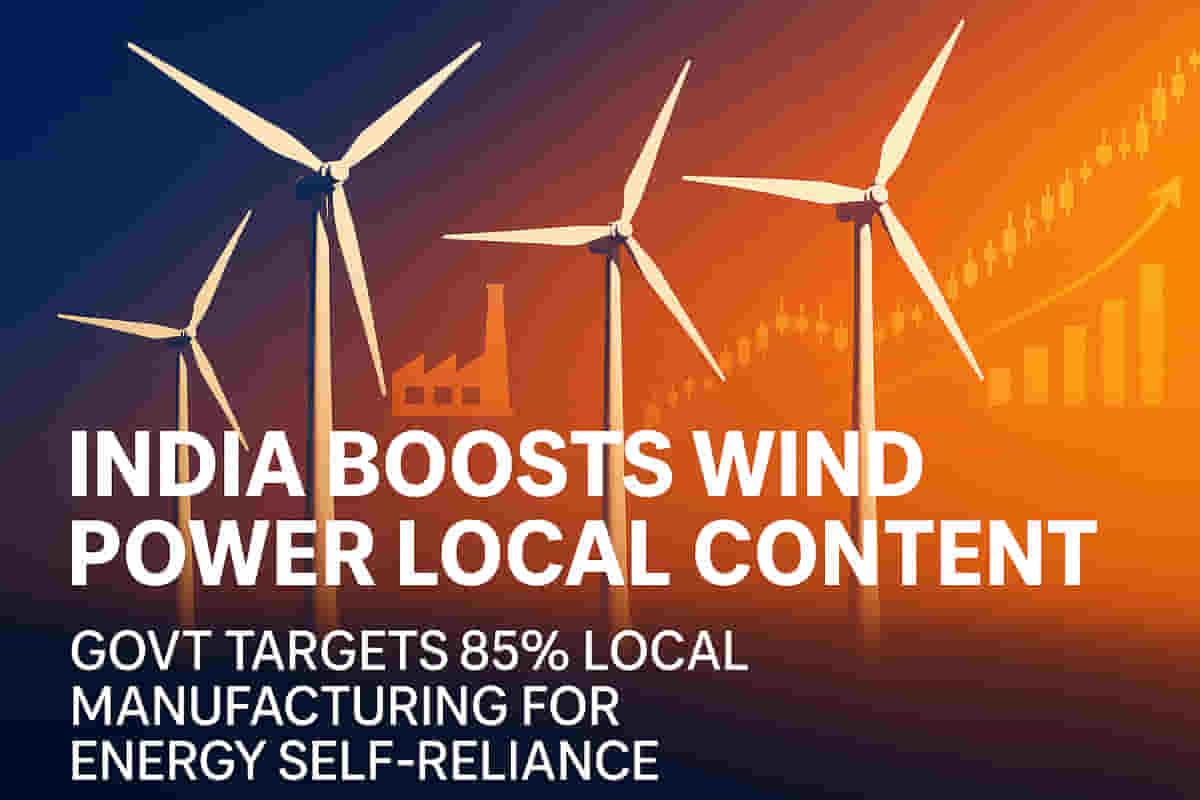 ਭਾਰਤ ਨੇ ਵਿੰਡ ਐਨਰਜੀ ਸੈਕਟਰ ਨੂੰ 85% ਤੱਕ ਸਥਾਨਕ ਸਮੱਗਰੀ ਵਧਾਉਣ ਦੀ ਅਪੀਲ ਕੀਤੀ