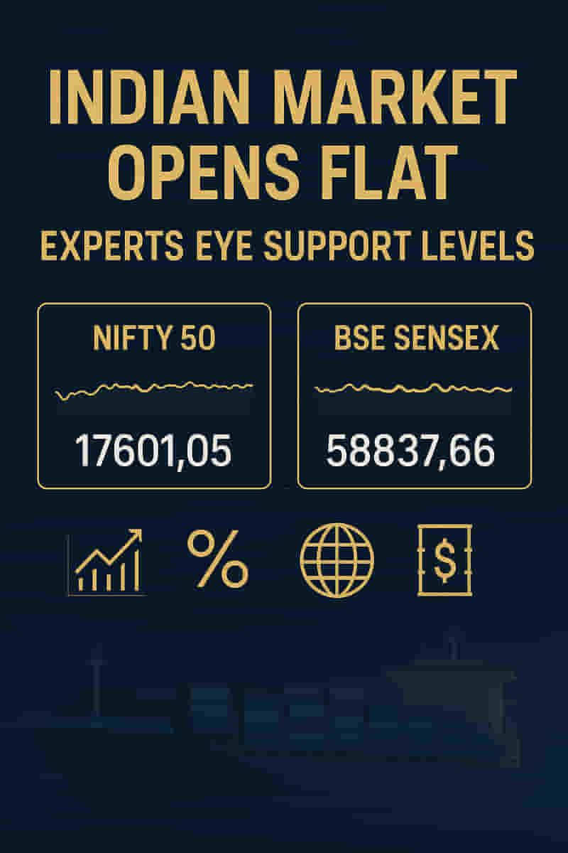 ਵਿਸ਼ਵ ਸੰਕੇਤਾਂ ਦੇ ਵਿਚਕਾਰ ਭਾਰਤੀ ਬਾਜ਼ਾਰ ਫਲੈਟ ਖੁੱਲ੍ਹੇ; ਮੁੱਖ ਸਪੋਰਟ ਲੈਵਲਜ਼ 'ਤੇ ਨਜ਼ਰ