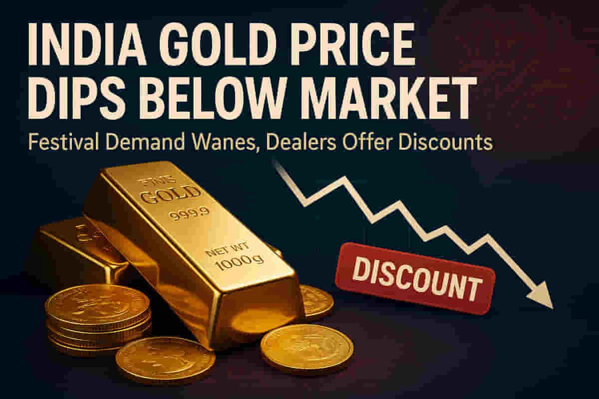 7 ਹਫ਼ਤਿਆਂ ਬਾਅਦ ਭਾਰਤ ਵਿੱਚ ਪਹਿਲੀ ਵਾਰ ਸੋਨੇ 'ਤੇ ਡਿਸਕਾਊਂਟ, ਤਿਉਹਾਰਾਂ ਦੀ ਮੰਗ ਘਟੀ