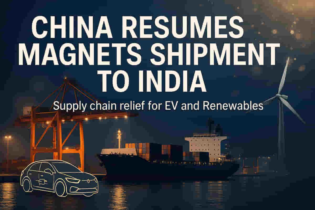 ஆறு மாத இடைநிறுத்தத்திற்குப் பிறகு சீனா இந்தியாவிற்கு கனமான அரிய பூமி காந்தங்களின் (Rare Earth Magnets) விநியோகத்தை மீண்டும் தொடங்கியது
