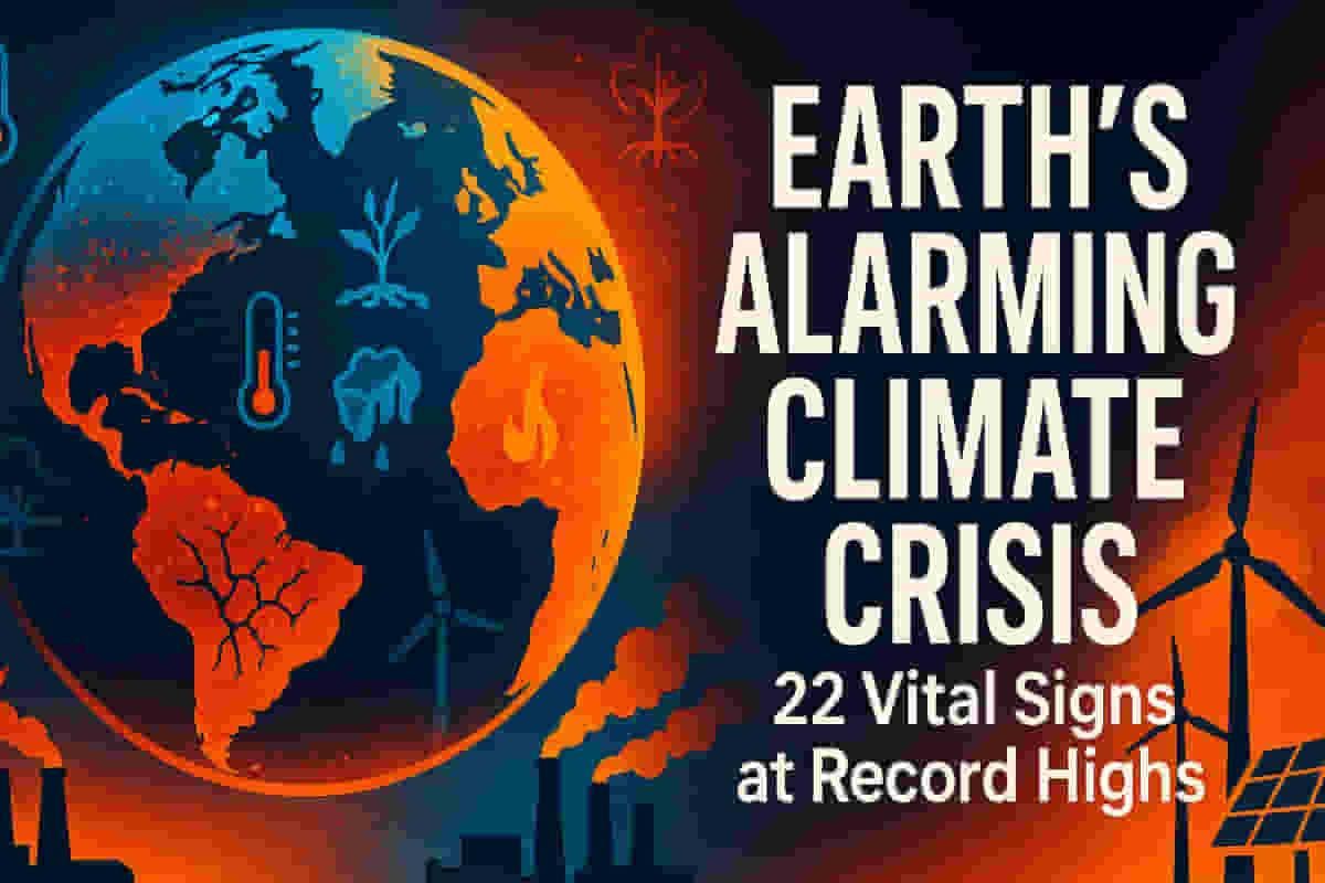 பூமி அபாயகரமான காலநிலை நெருக்கடியில்: 34 முக்கிய குறியீடுகளில் 22 சாதனை உச்சத்தை எட்டியுள்ளன